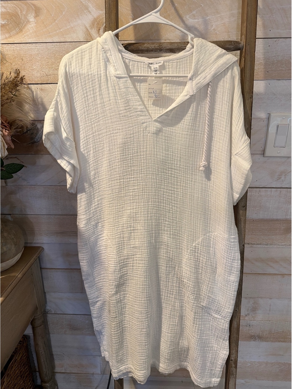 Tribal Jeans White Hooded Dress Size XS